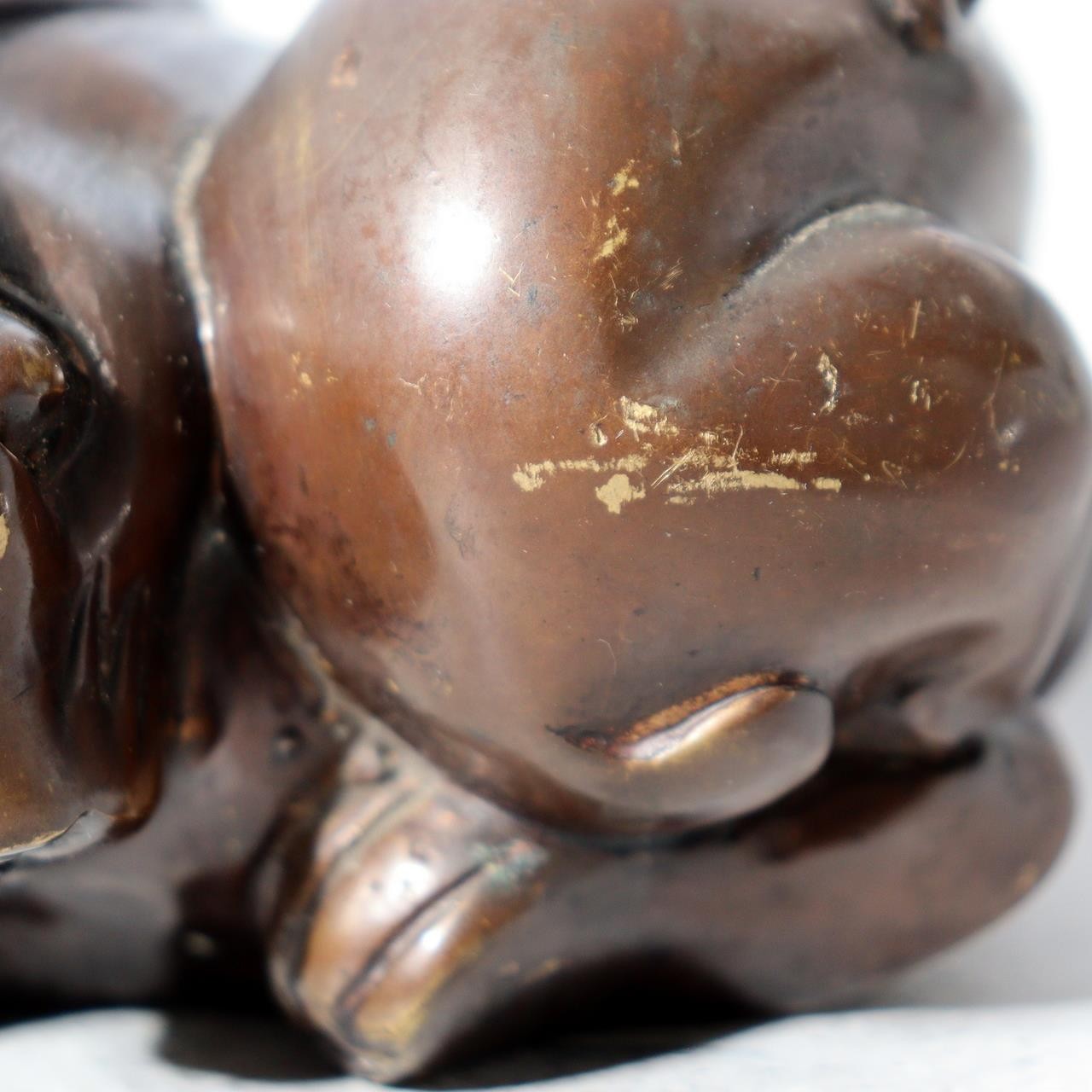 Vintage Japanese Bronze Rabbit Figurine Okimono Pair 1068g BOSa2411