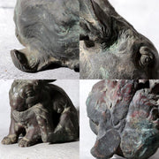 Antique Japanese Bronze Rabbit Okimono Taisho 1919 Signed Ono Tohachi 2.53kg12