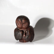 Vintage Japanese Natural Wood Root Carving Owl Figure Okimono WO66512