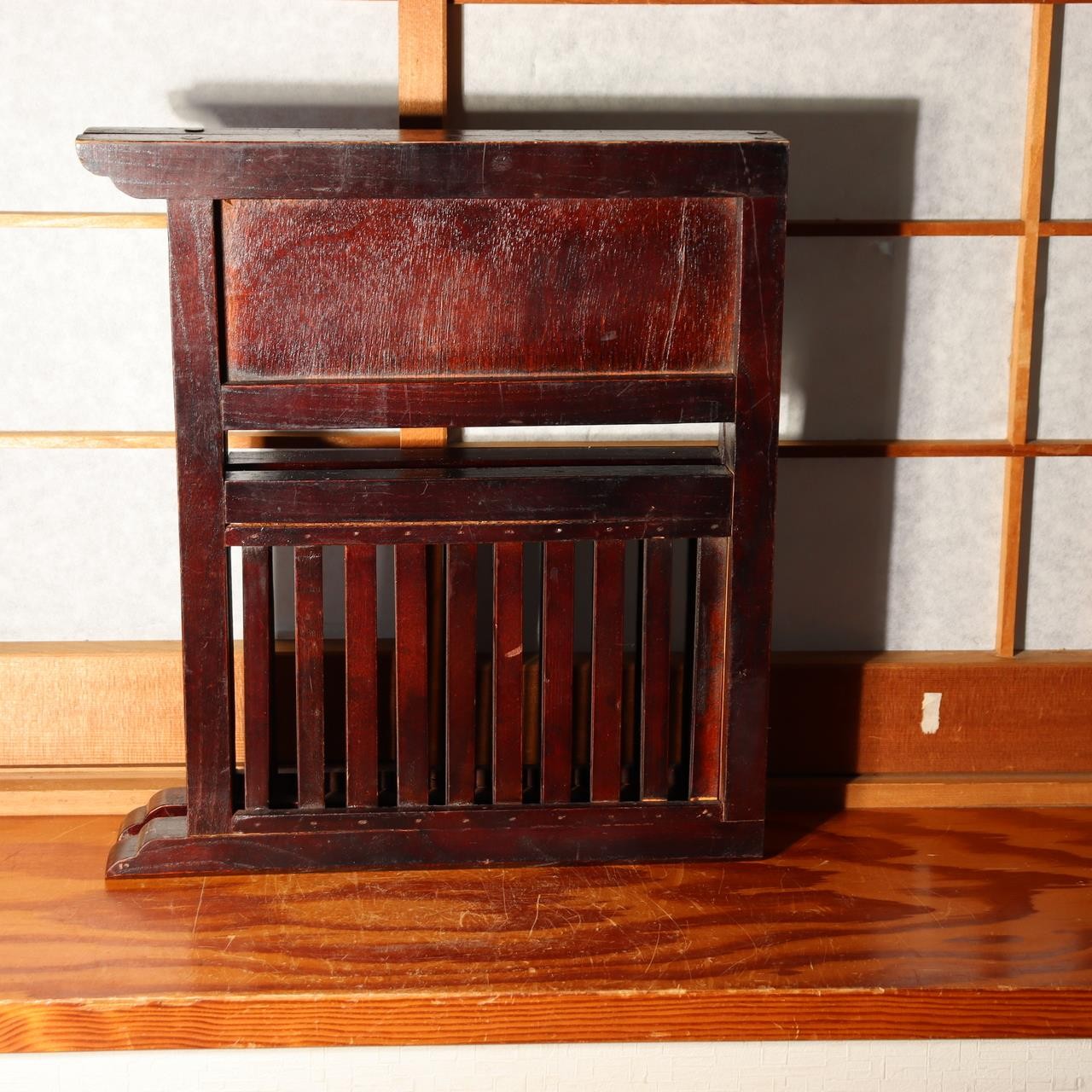 Antique Japanese Wooden Screen Tsuitate Byobu Folding Lattice Partition WO5046