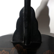 Vintage Japanese Black Lacquer Makie Vertical Sword Stand Katana Kake Landscape9