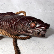 Antique Japanese Jizai-kagi Hearth Hook Slender Eel/Carp Wood Carving Movable9