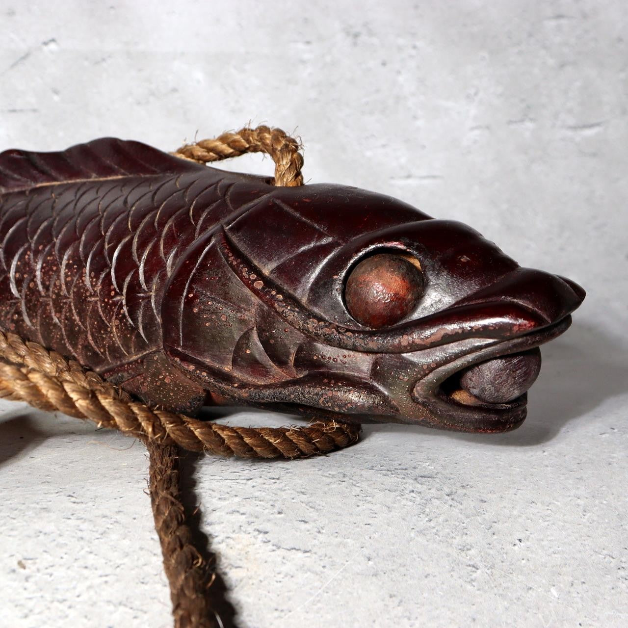 Antique Japanese Jizai-kagi Hearth Hook Slender Eel/Carp Wood Carving Movable9