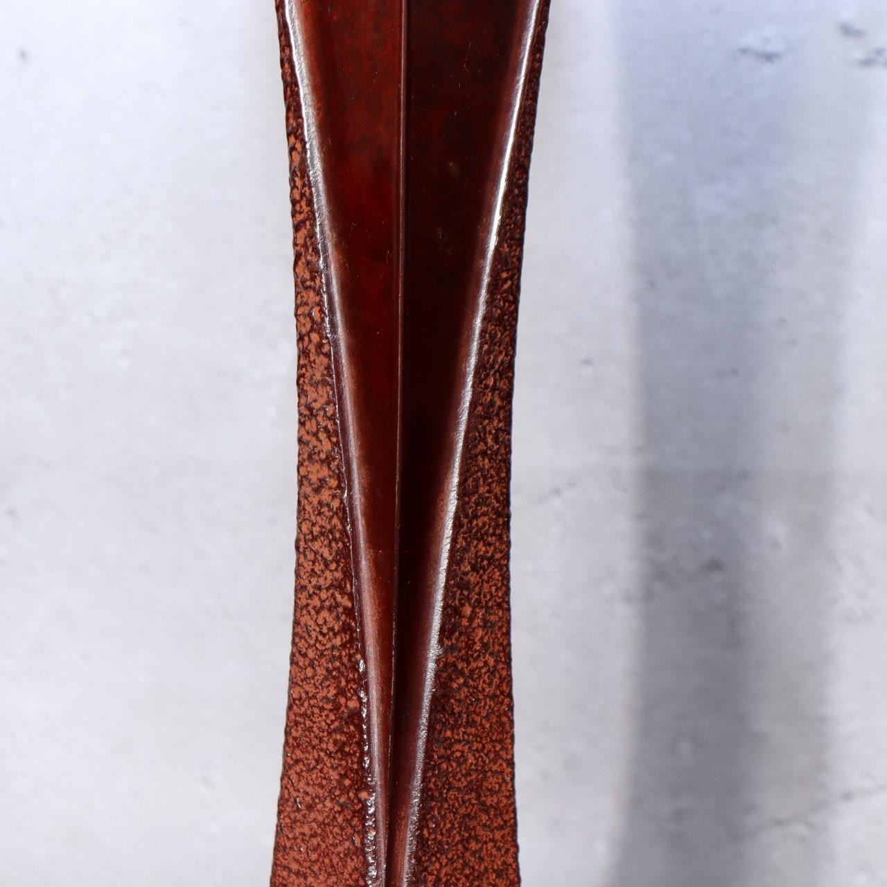 Japanese Bronze Twisted Vase Geometric Square Column Heavy Studio Ikebana Vessel7