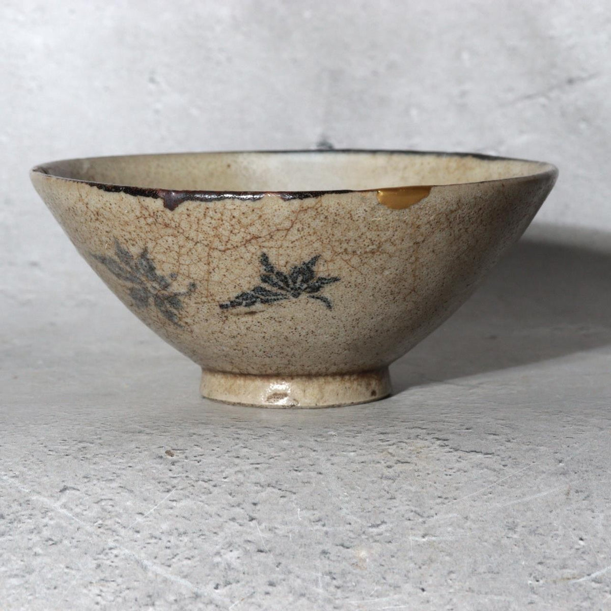 Late Edo Seto Karatsu Fukizumi Chawan Tea Bowl Gosu Maple Kintsugi Repair PCP31610