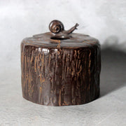 Vintage Japanese Takaoka Cast Bronze Vase Tree Stump Snail Getsuho0