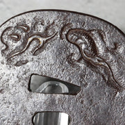 High-Class Antique Japanese Samurai Sword Tsuba Satsuma School Dragon Gold Inlay4
