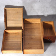 Vintage Japanese Haribako Sewing Box - Burl Wood Grain Showa Retro Multi-Drawer10
