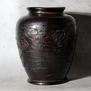 Antique Japanese Takaoka Bronze Vase Hozan Twin Koi Lotus Pond BV774-23