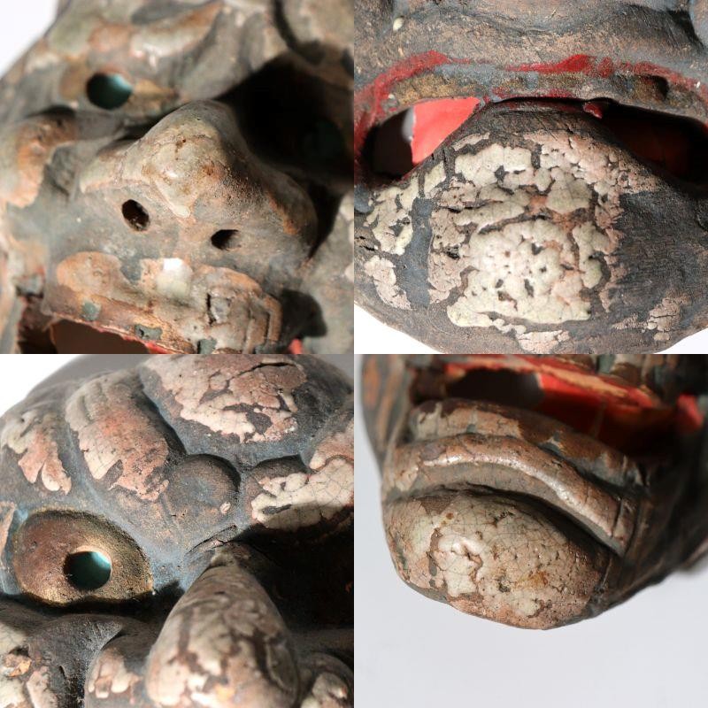 Antique Japanese Ceramic Noh Mask Style Wall Masks Hannya & Beshimi Pair c.194011