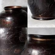 Antique Japanese Takaoka Bronze Vase Hozan Twin Koi Lotus Pond BV774-210