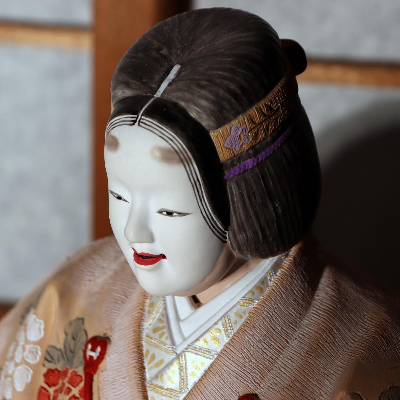 Japanese Vintage Hakata Doll Noh Nonomiya Clay Statue Mizuochi Chu Signed 41cm4