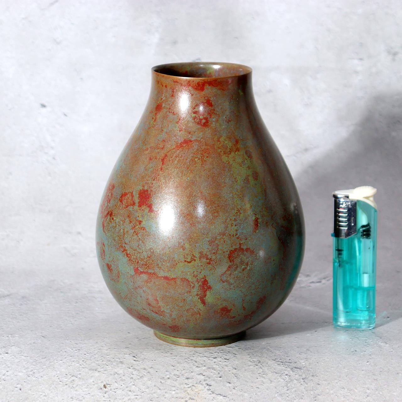 Fine Japanese Cast Bronze Vase Yamazato - Keiku Hasegawa Signed Tomobako BV7402