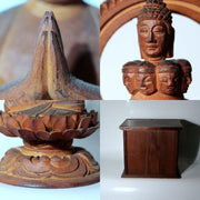 Vintage Japanese Wooden Carved Juichimen Senju Kannon Buddha Statue Glass Case11