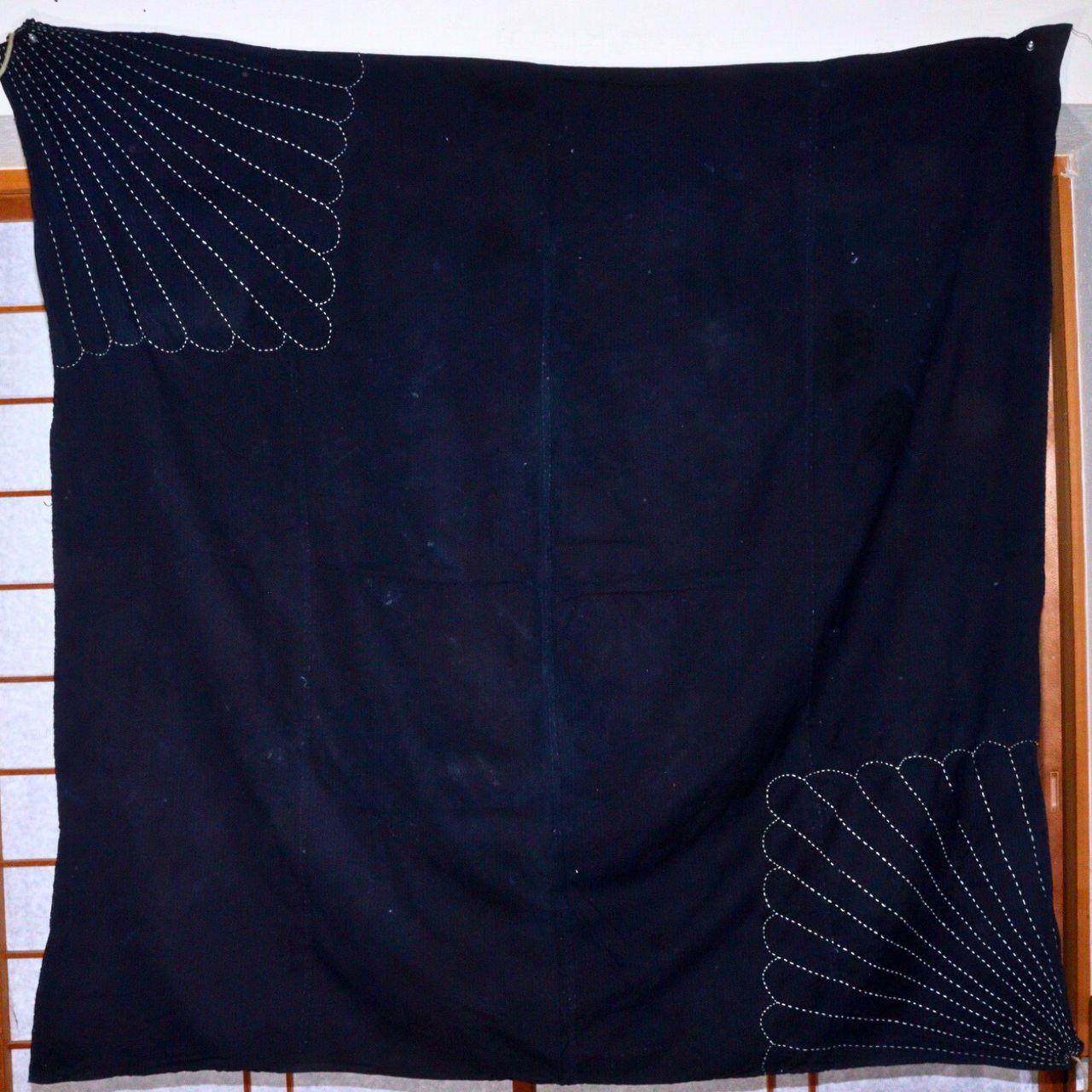 Japanese Fan patterm Vintage Sashiko Fabric Aizome Furoshiki embroidery Boro0