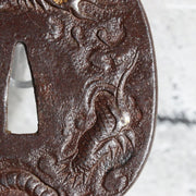 High-Class Antique Japanese Samurai Sword Tsuba Satsuma School Dragon Gold Inlay16