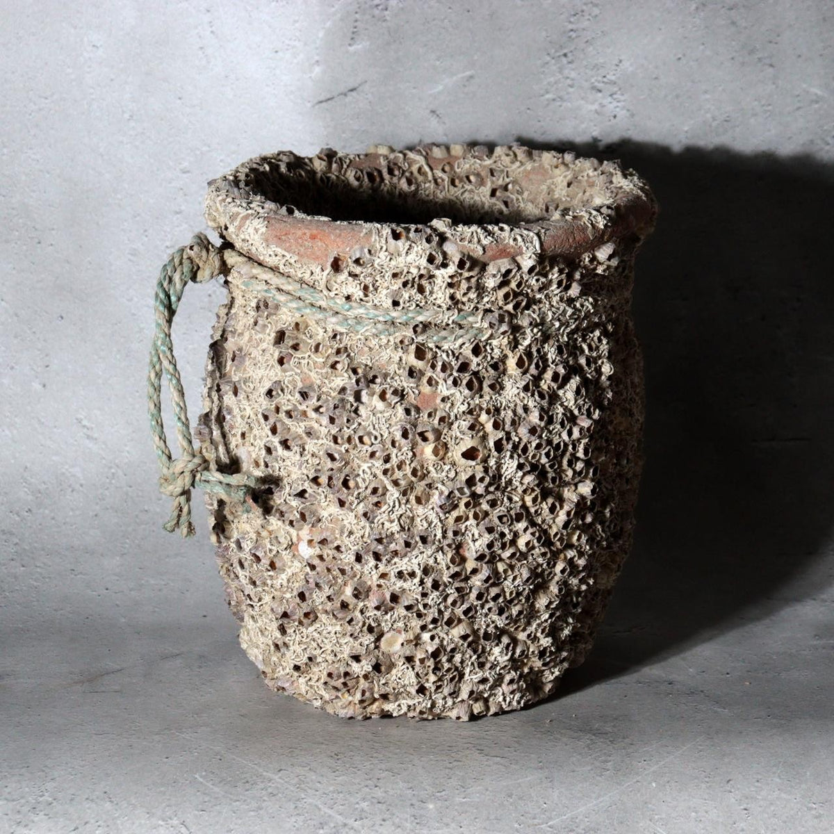 Vintage Japanese Pottery Octopus Trap Takotsubo Barnacles Rope Vase10