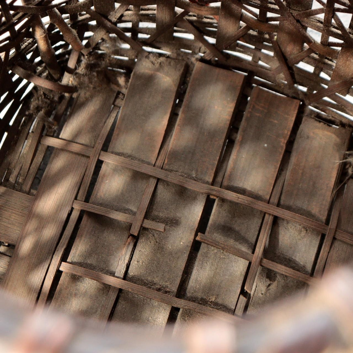 Vintage Japanese Bamboo Woven Flower Basket Ikebana Hanakago Handled11