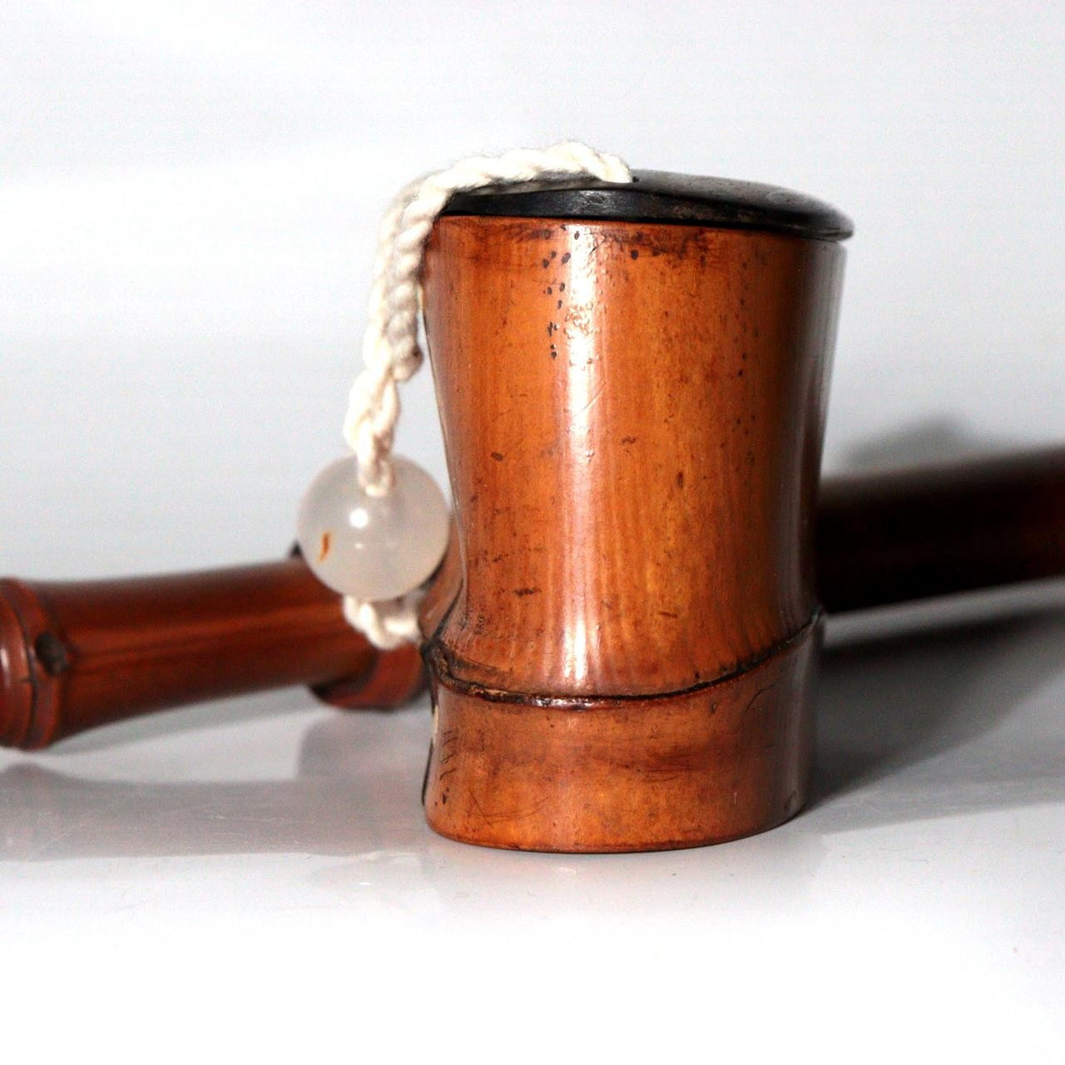 Antique Japanese Meiji Bamboo Kiseru Pipe Case Tobacco Container Chigiri Repair10
