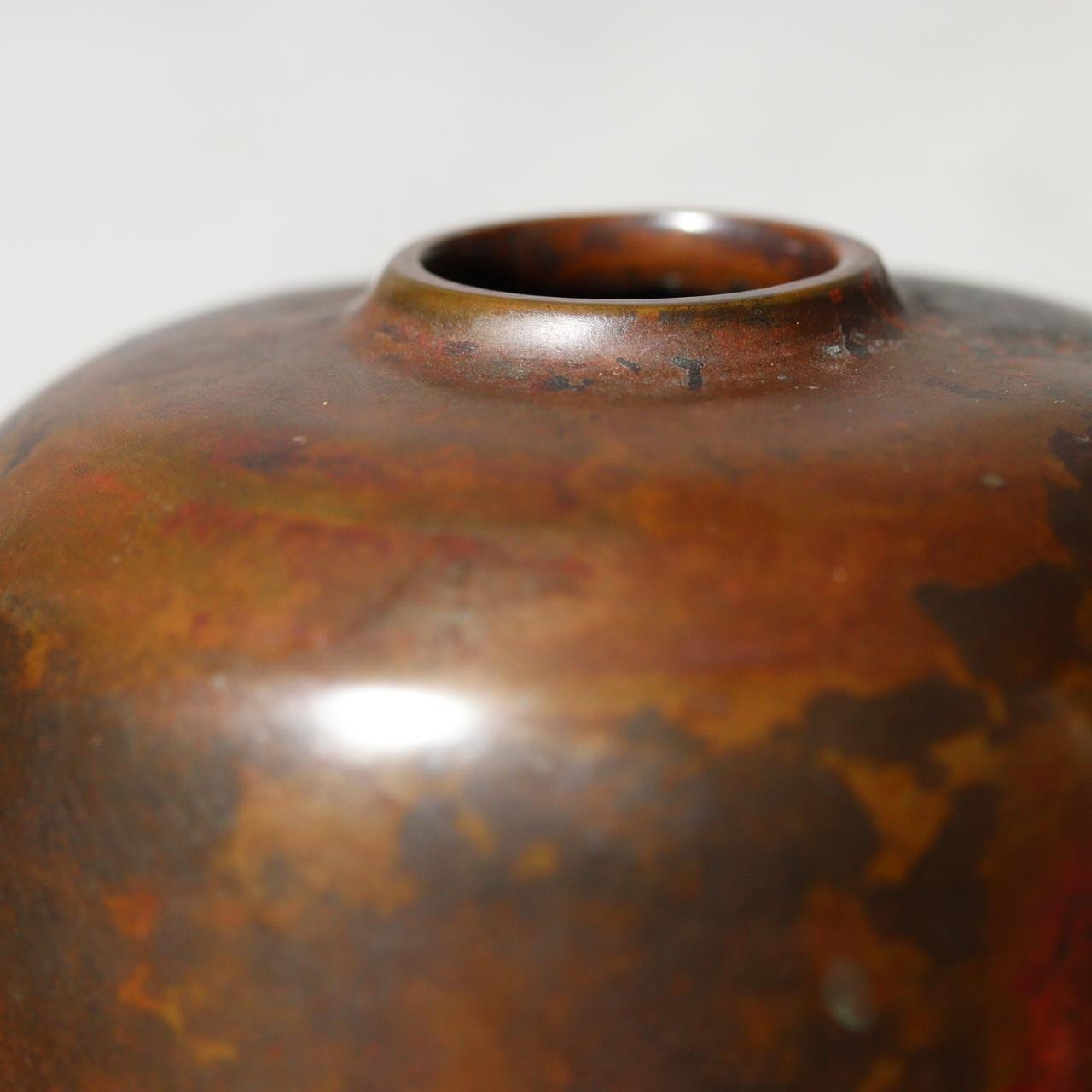 Japanese Cast Bronze Vase - Naoki Hara - Signed Tomobako Box Ikebana BV7409