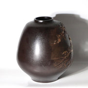 Vintage Japanese Takaoka Copper Bronze Vase Ryusen Relief Inlay Mandarin Duck5
