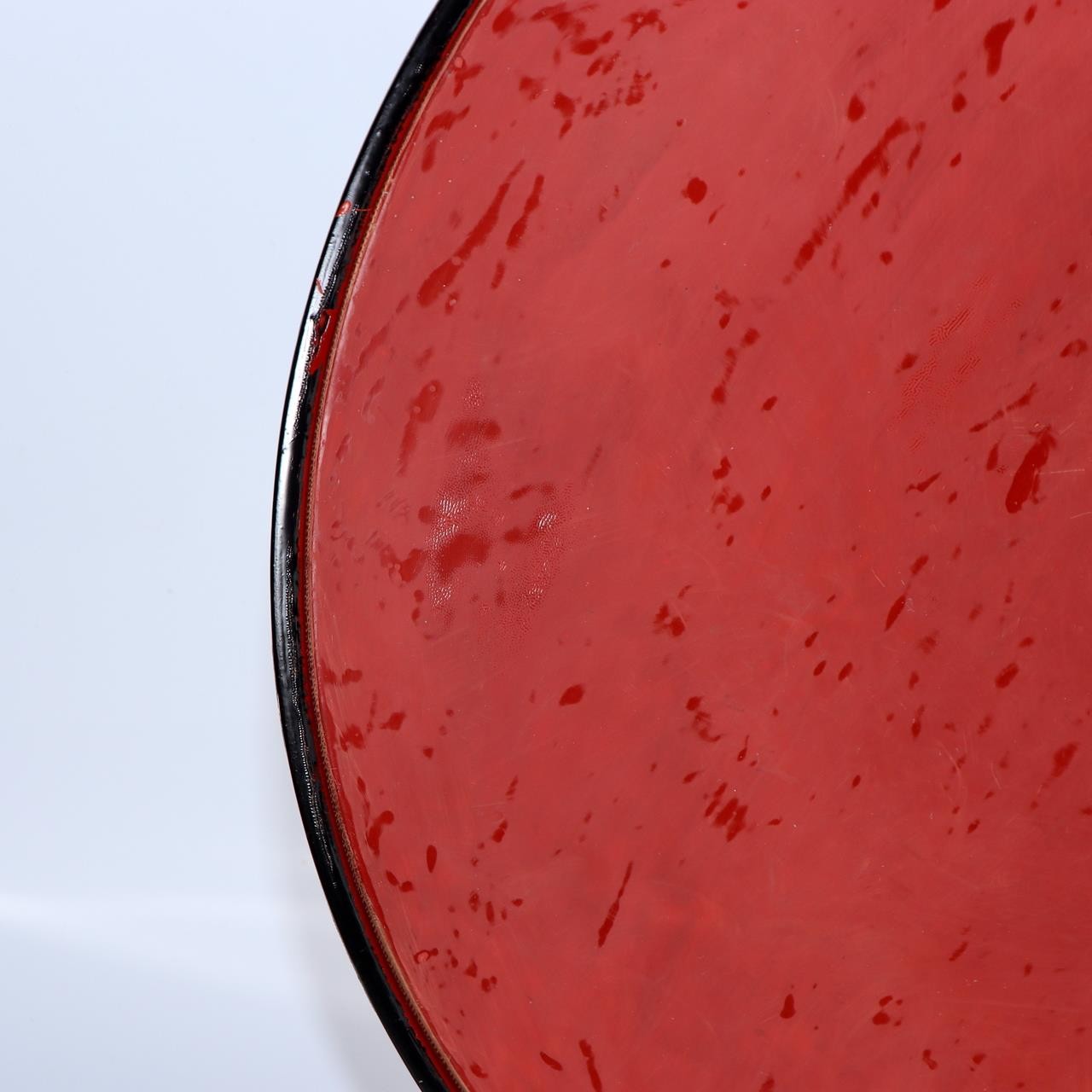 Vintage Aizu Lacquer Round Wooden Serving Tray Plates Red Black Set of 2 Japanes9