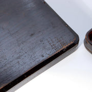 Antique Japanese Aizu Lacquer Square Wooden Serving Tray Set of 2 WO6078