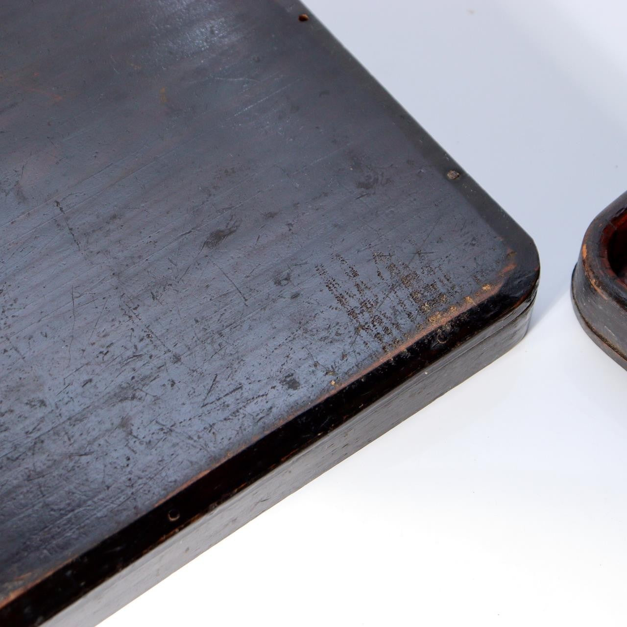 Antique Japanese Aizu Lacquer Square Wooden Serving Tray Set of 2 WO6078