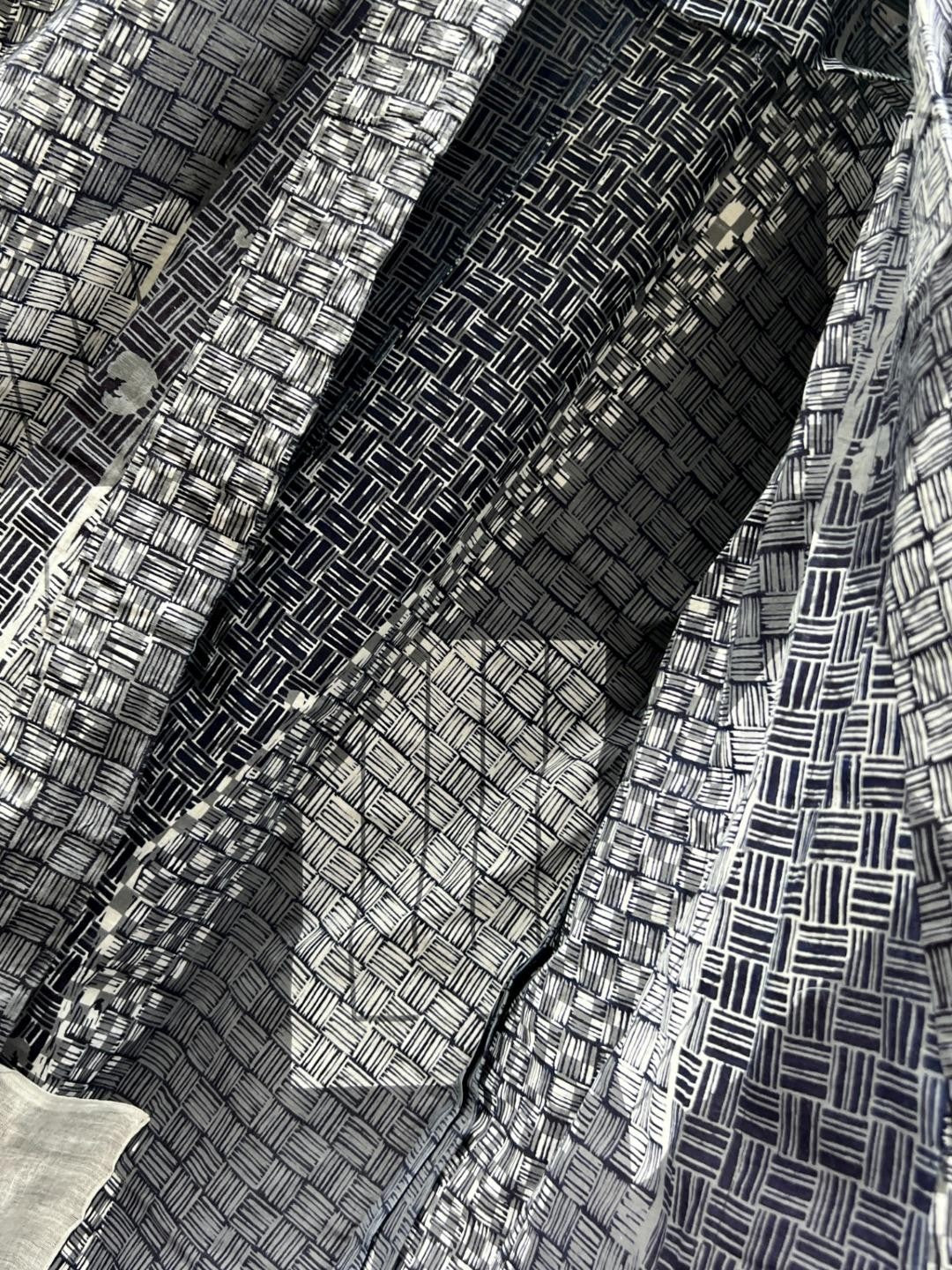 Japanese Men's Cotton Yukata Summer Kimono Basket Weave Pattern BRKW17614