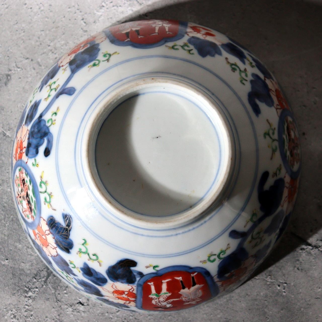 Late Edo Imari Iroe Porcelain Bowl Plate Nanbanjin Foreigners Ships PV3163