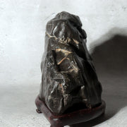 Japanese Suiseki Viewing Stone Mountain Island Shape Wooden Base10