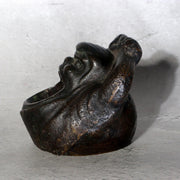 Vintage Japanese Bronze Yawning Daruma Figurine Ashtray Incense Burner Heavy3