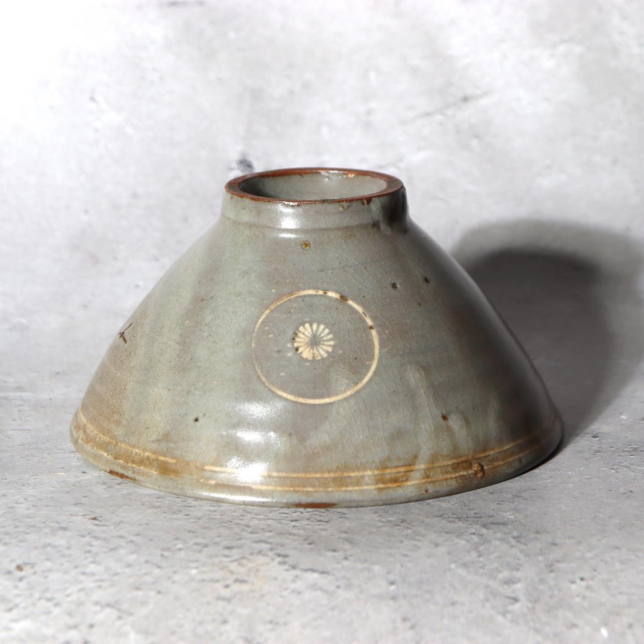 Edo Period Matsushiro-yaki Tea Bowl - Goryeo Celadon Style - Mismatched PCP2886