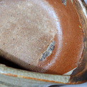 Antique Japanese Karatsu Tea Bowl Chawan Kihara Kiln Distorted Shape Box PCP27719