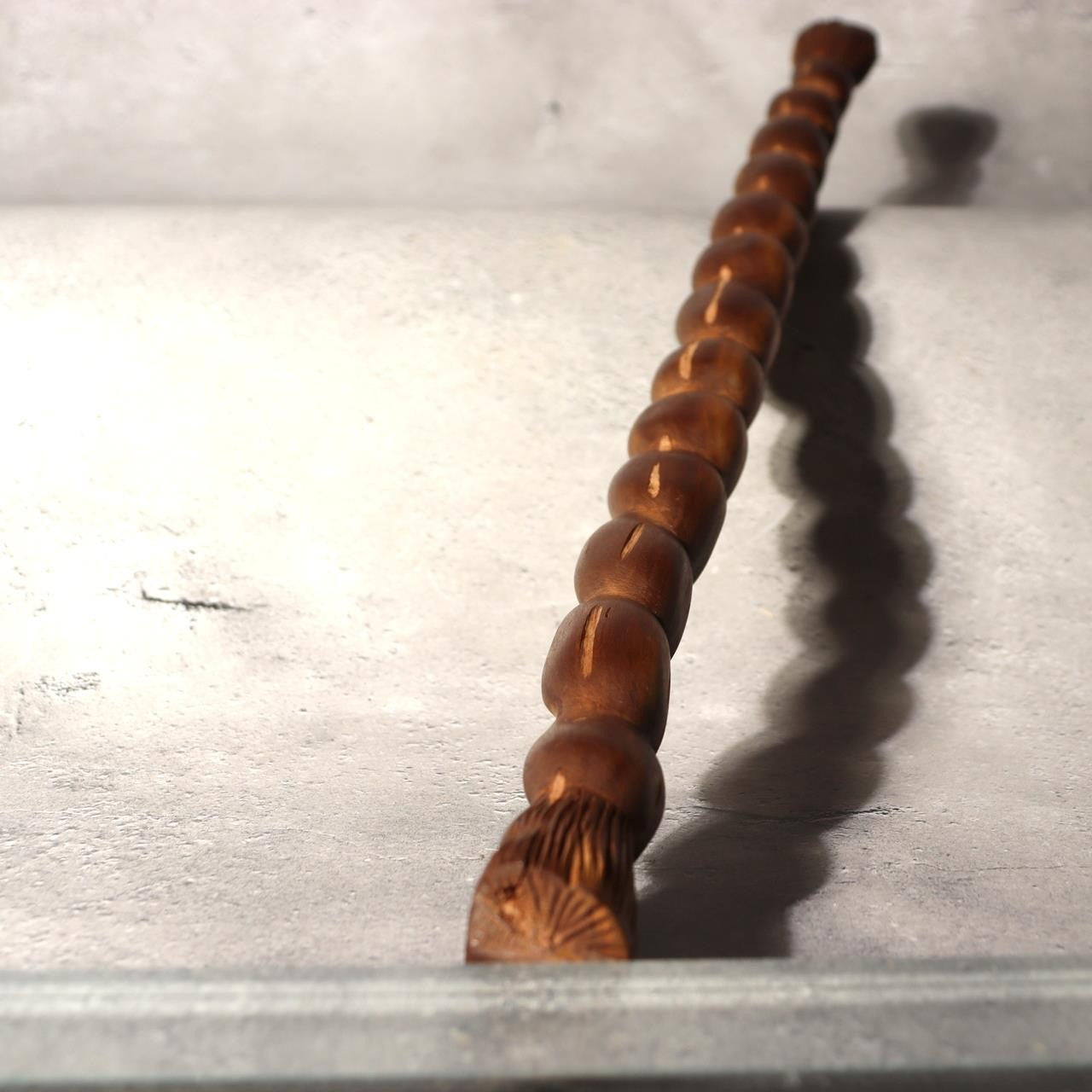 Japanese Antique Wooden Staff Shimenawa Spiral Twist Nyoi Buddhist Shinto 54cm1