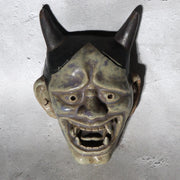 Antique Meiji Showa Mino Ware Ceramic Hannya Mask Shrine Dedication Box2