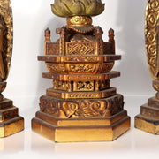 Japanese Vintage Amida Sanzon Buddhist Statue Set 3pc Gilt Wood 28.6cm Zen BT24410