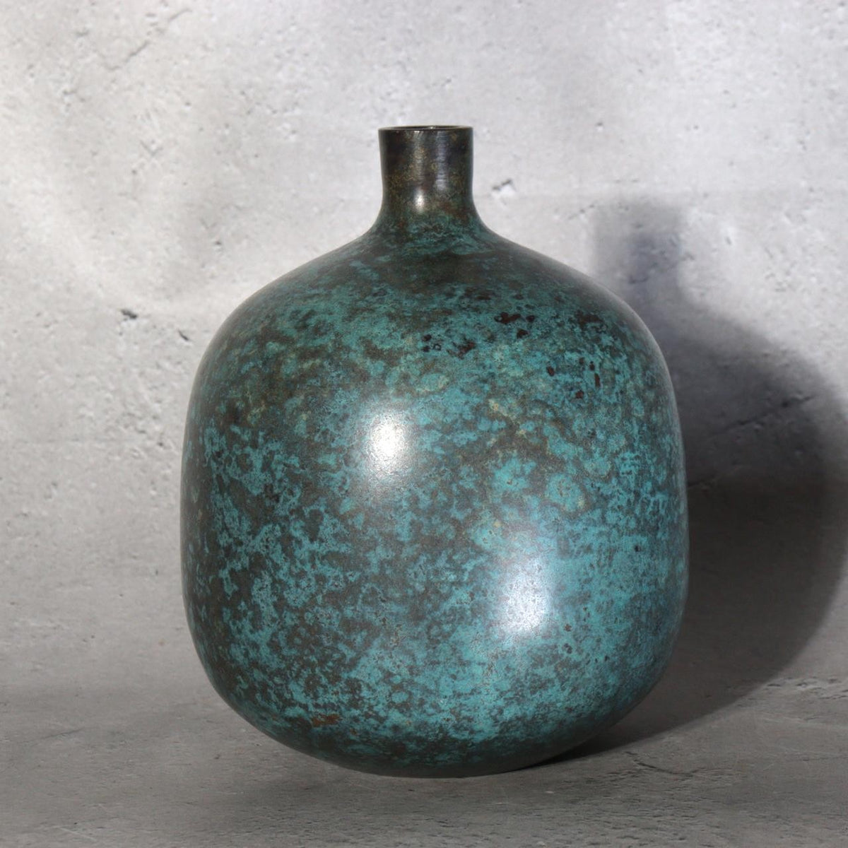 Vintage Japanese Bronze Vase Mottled Blue Green Patina BV7846