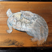 Japanese Antique 15 inches Ema Votive Tablet Wood Minogame Turtle Temple Shinto0