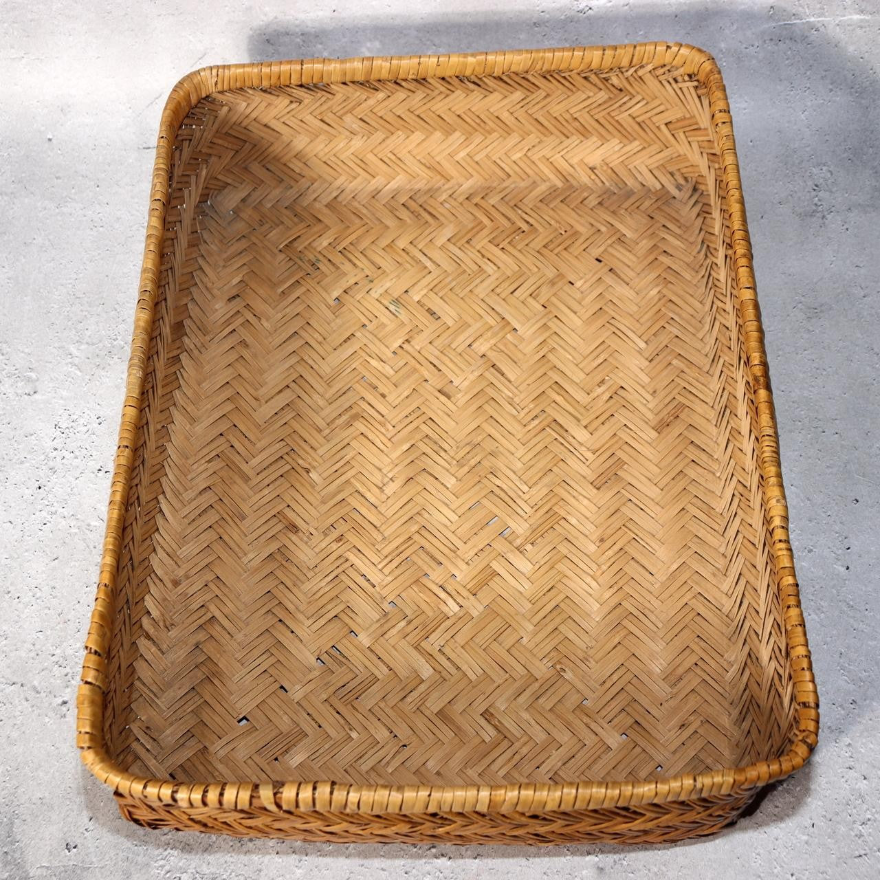 Japanese Vintage Bamboo Basket Box Lidded Storage Organizer Woven Rustic BVO6817