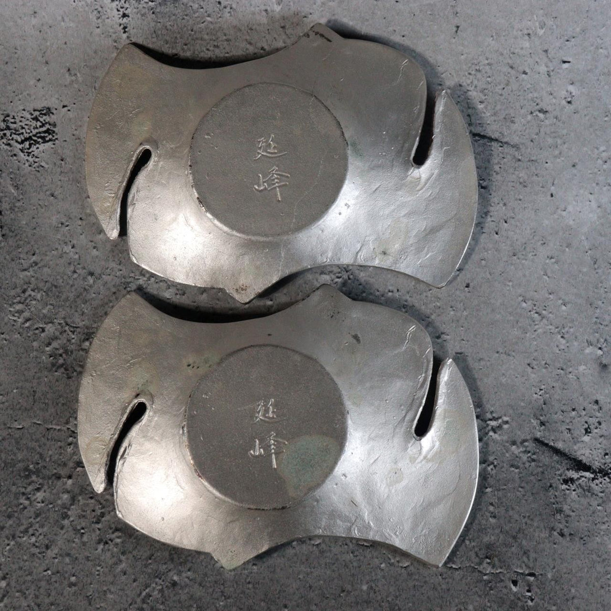 Vintage Japanese Cast Tin Chataku Tea Saucers ginkgo leaves Okajima Set of 512