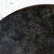 Antique Edo Period Bronze Hand Mirror Fujiwara Yoshikatsu Wooden Handle BOSa499
