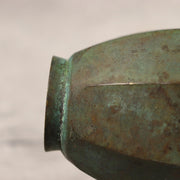 Vintage Japanese Bronze Bud Vase Faceted Hexagon Small Rare Mini Size Zen BV72011