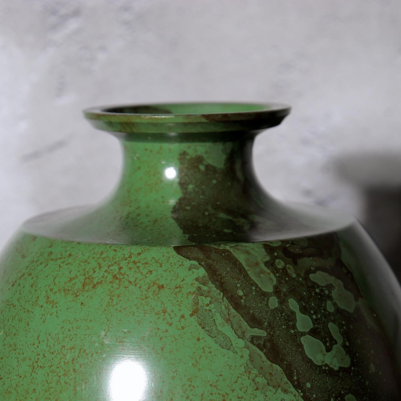 Takaoka Copperware Green Bronze Vase Japanese Flower Holder Ornament BV77314