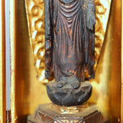 Antique Japanese Wood-Carved Standing Amida Nyorai Buddha Statue with Portable14