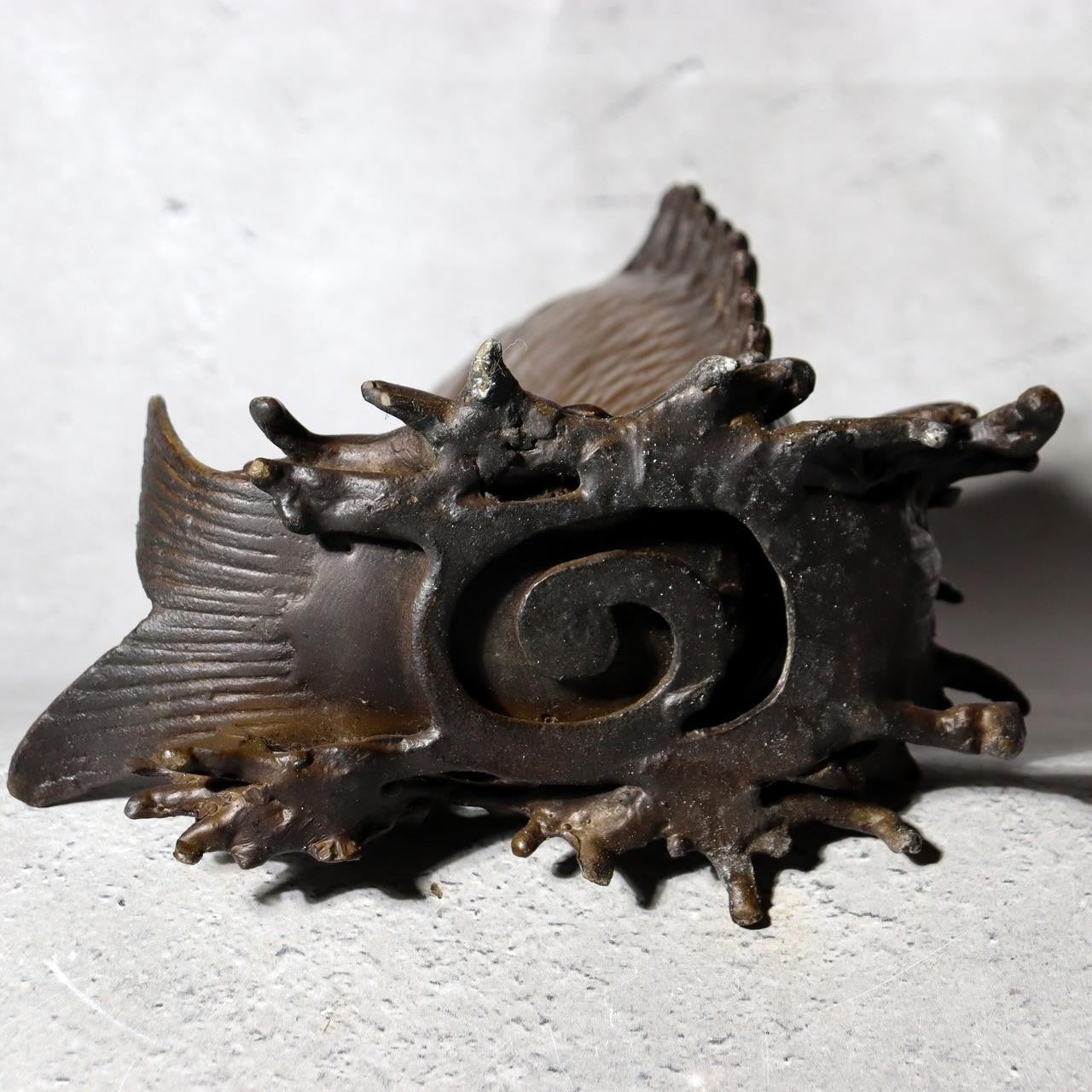 Antique Japanese Bronze Koi Carp Splashing Waves Flower Vase Ichirin-zashi 21cm5