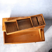 Fine Japanese Haribako - Rare "Tamamoku" Burl & Tiger Grain Wood Sewing Box13
