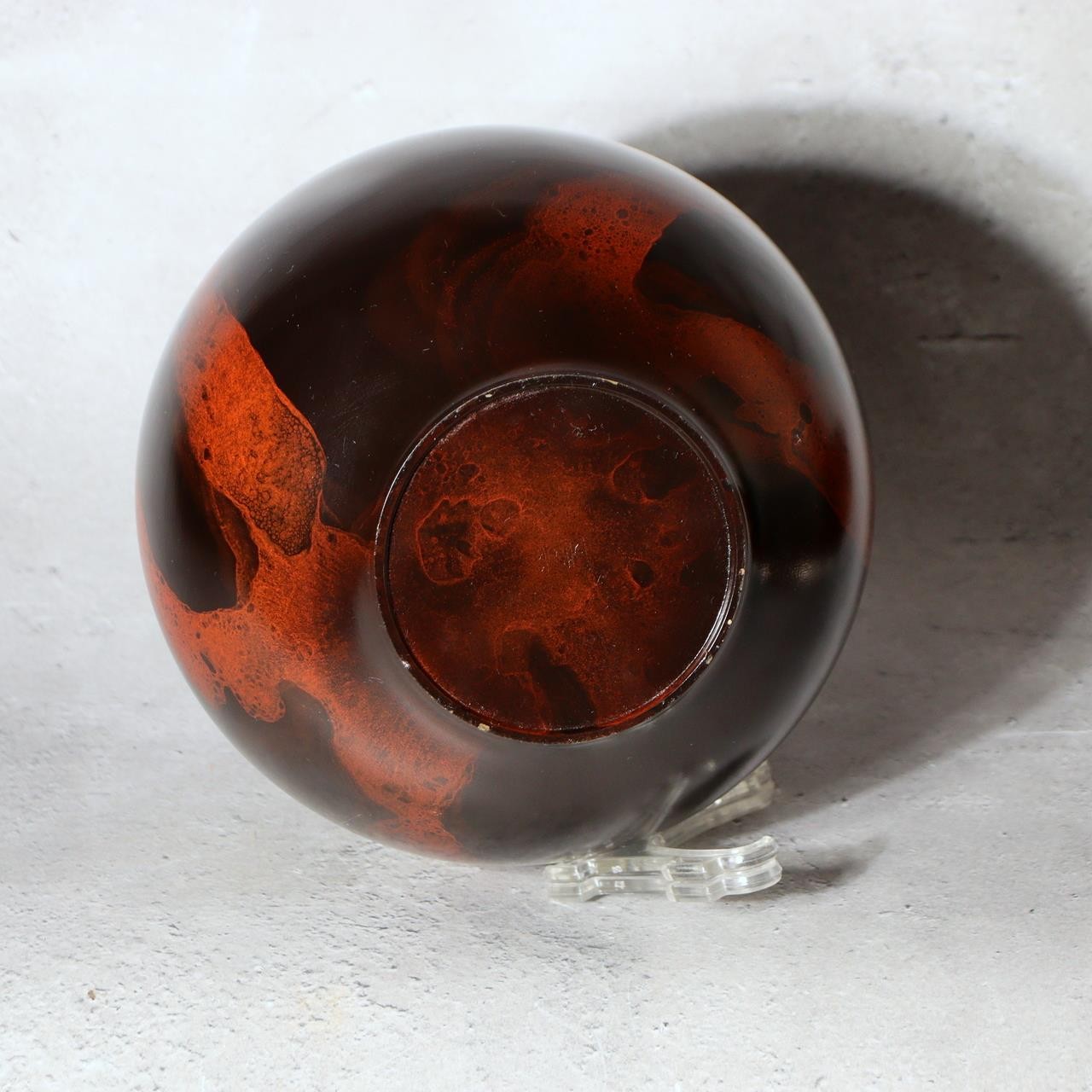 Japanese Bronze Vase Hoko Signed Abstract Red Black Splash Design Vintage BV7234