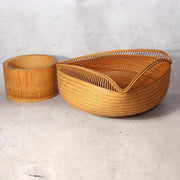 Japanese Bamboo Flower Basket Vase Hanakago Signed Chagetsu Ikebana Woven WO5235