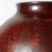 Vintage Japanese Copper Vase Silver Inlay Angelfish Motif Bronze BV78513